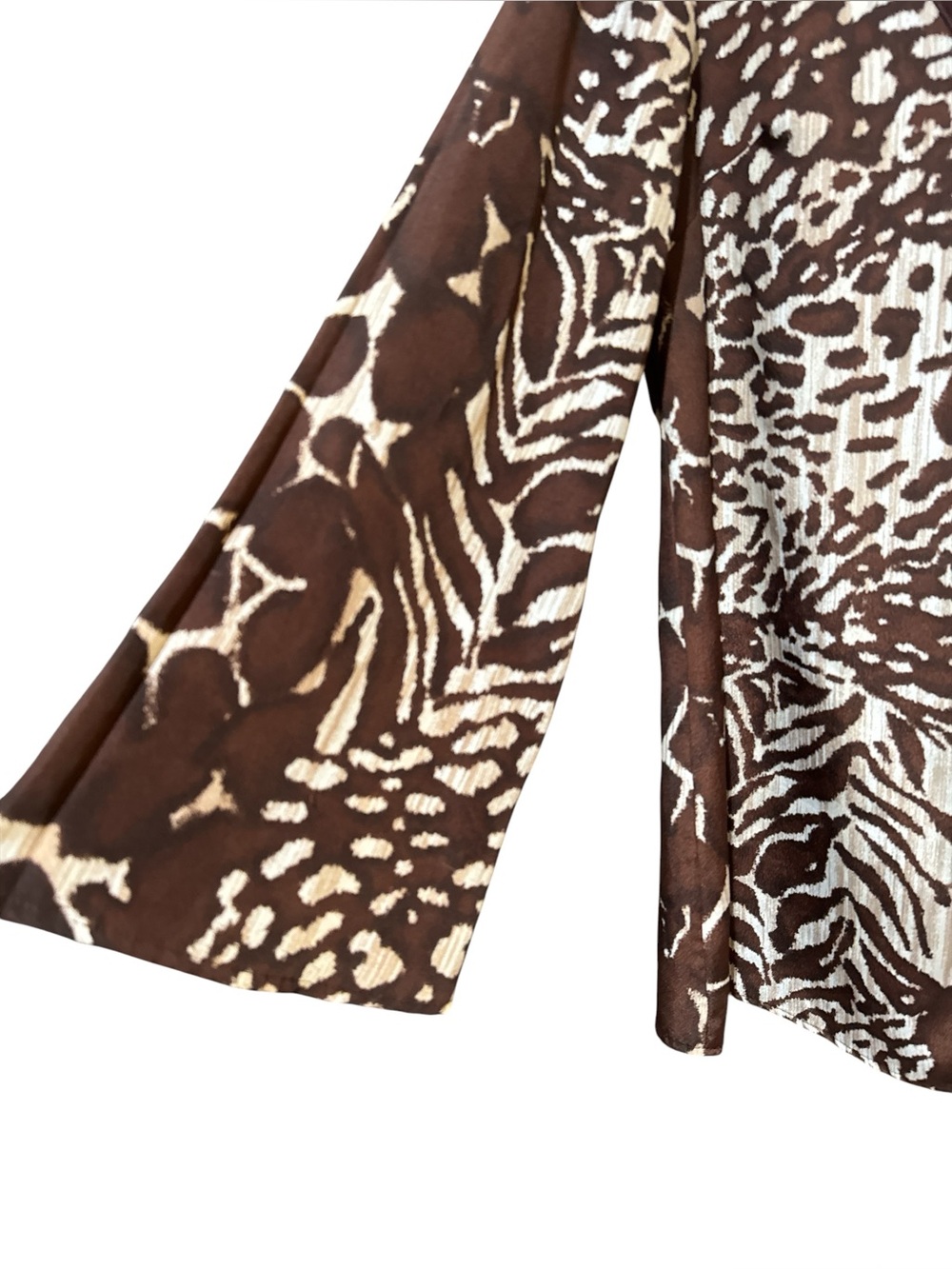 Vintage AVON Animal Print V-Neck Tunic M 20” p2p Brown/White EUC - Picture 7 of 11